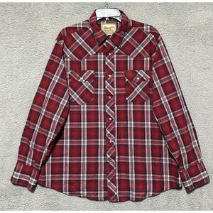 Wrangler Shirt Red /Blue Plaid Pearl Snap Western Cowboy XL Rodeo Lightweight